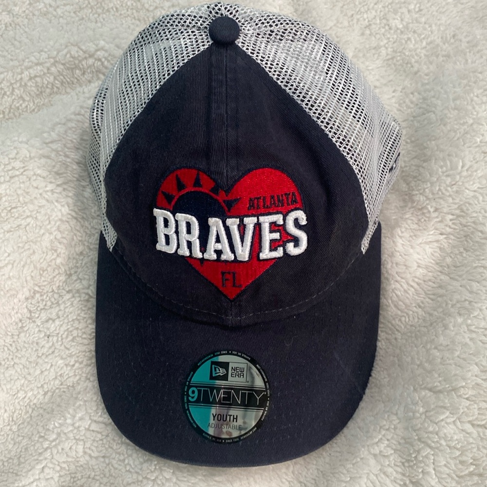 ⚾️Youth New Era, Atlanta Braves, 9Twenty,  Adjustable Cap Navy Blue & White mesh